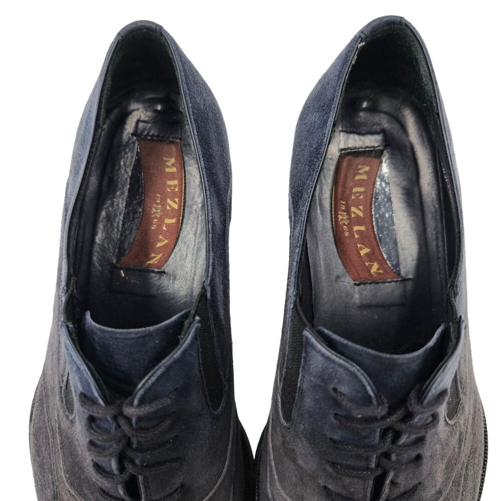 Mezlan Hoffman Men's 8.5M Blue Suede Leather Wingtip Oxfords Dress Shoes Spain - Picture 9 of 9